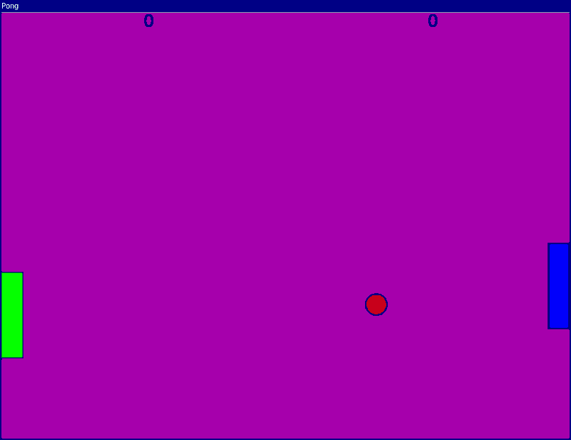A basic game of pong with 2 player paddles trying to hit a red ball animation of a game of pong with 2 player paddles trying to hit the red ball