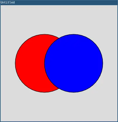 calling functions 2 example showing an blue circle overlapping a red circle
