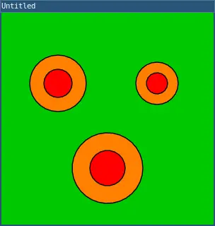 3 concentric circles on green