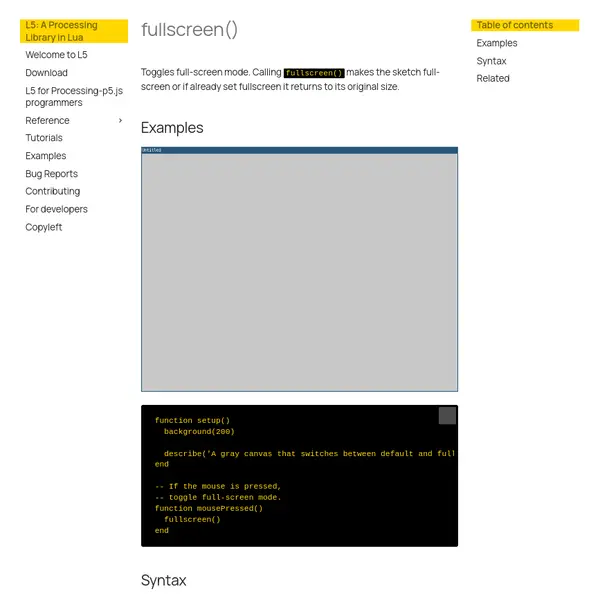 L5's fullscreen reference page